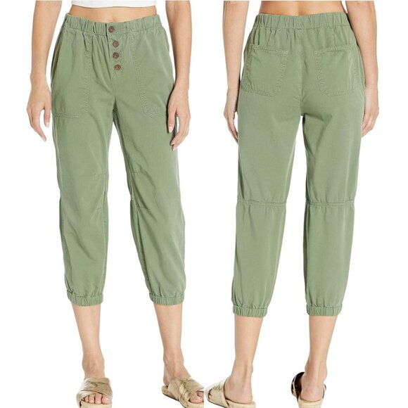 Free People Women's Cadet Elastic Waist Cropped Jogger Size Large Army Green - Picture 1 of 11